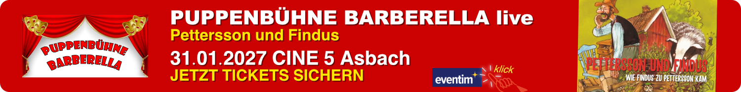 KuJu im Wiedtal präsentiert Puppenbühne Barberella am 31.01.2027 im cine5 Kino Asbach